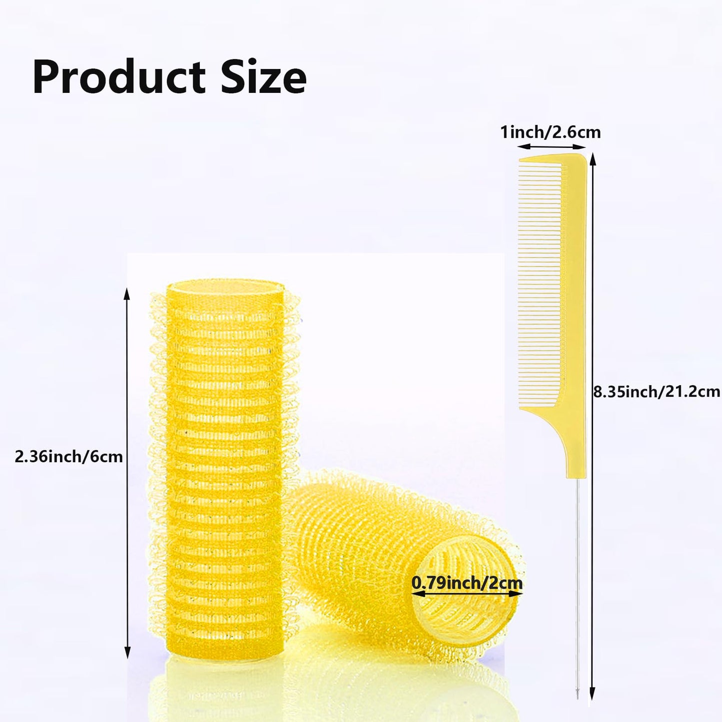MOODKEY 18PCS Self Grip Small Hair Curlers Heatless Roller Hair Curlers Pro Salon Hairdressing Curler DIY Curly Hairstyle Hair Rollers Tools Rat Tail Comb for Women Medium Short Hair(Yellow)
