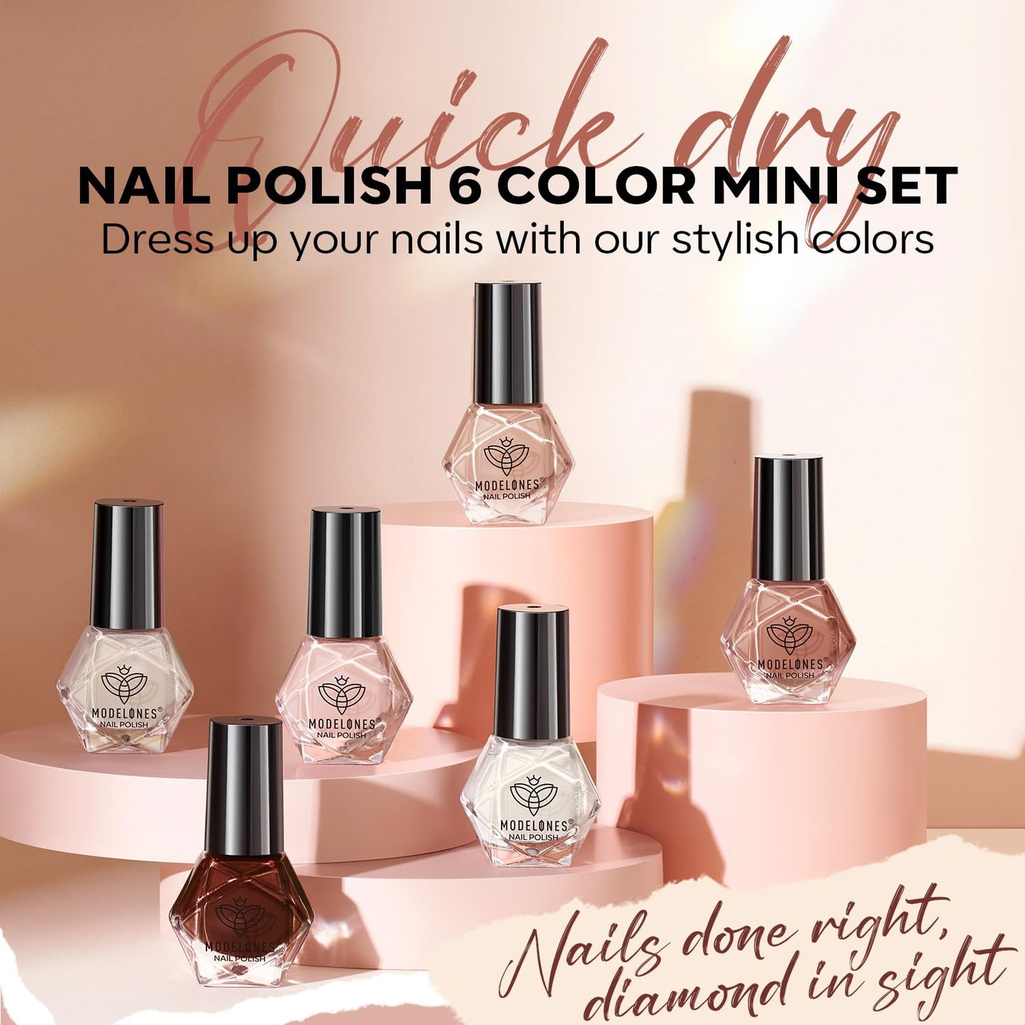 Modelones Nail Polish Set 6 Colors Nude Pink Skin Tones Milky White Brown Mini Nail Polish Quick Dry Nail Polish All Seasons Neutral Brown Manicure DIY Nail Art Salon Home Gift for Women Girl