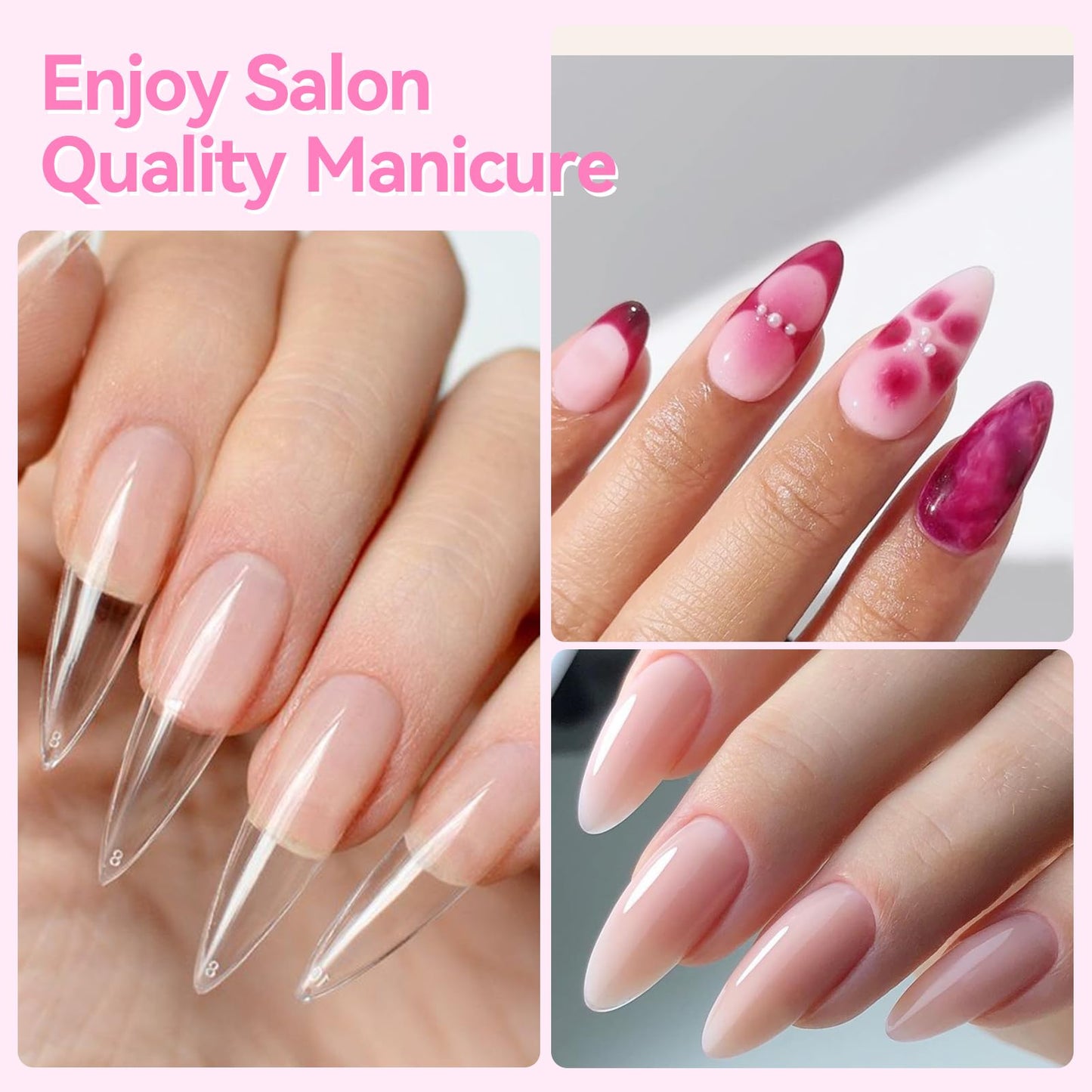 Born Pretty Nail Glue for Tips, 6 in 1 Gel Nail Extension Gel,Blooming Gel,Base Gel Top Coat,Builder and Strengthener Gel for Nail Art Design