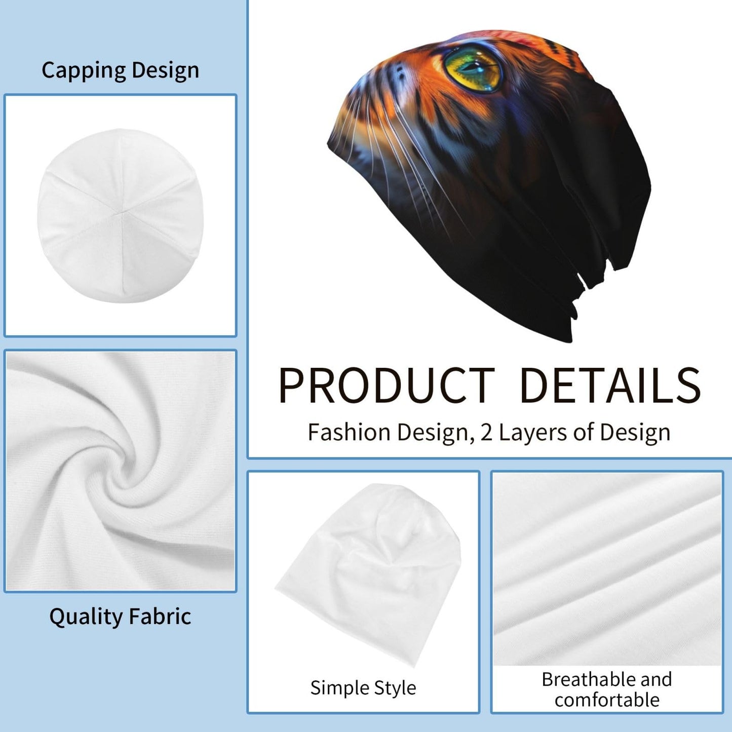 CKCICSCS Colorful Cat Slouchy Beanie Hats, Stretch Chemo Headwear Caps Baggy Sleep Cap Lightweight Running Hat for Women Men Guys