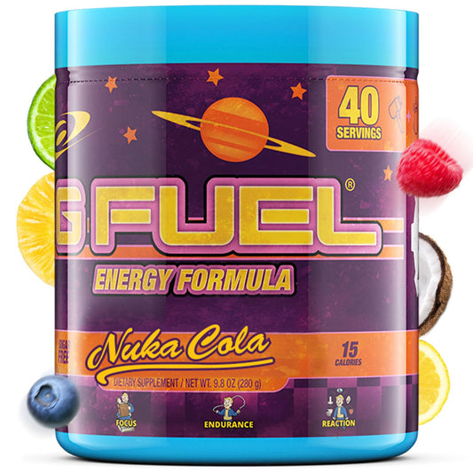 G Fuel Nuka Cola Energy Powder, Sugar Free, Clean Caffeine Focus Supplement, Water Mix, Tropical Citrus Berry Flavor, Focus Amino, Vitamin + Antioxidants Blend - 9.8 oz (40 Servings)