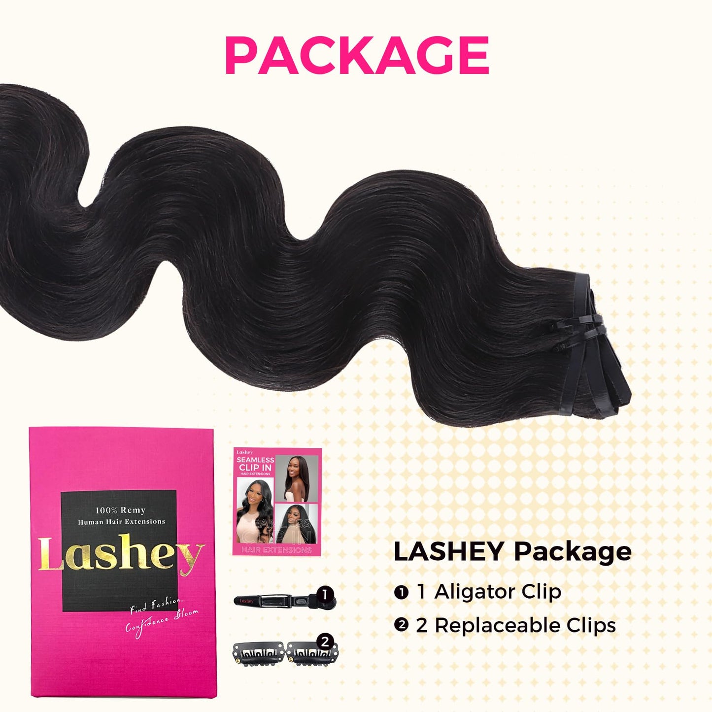 Lashey Seamless Clip in Hair Extensions Human Hair #1 Jet Black Body Wave Clip in Hair Extensions Real Human Hair 7pcs 110g 14 Inch PU Weft Natural Hair Extensions for Women