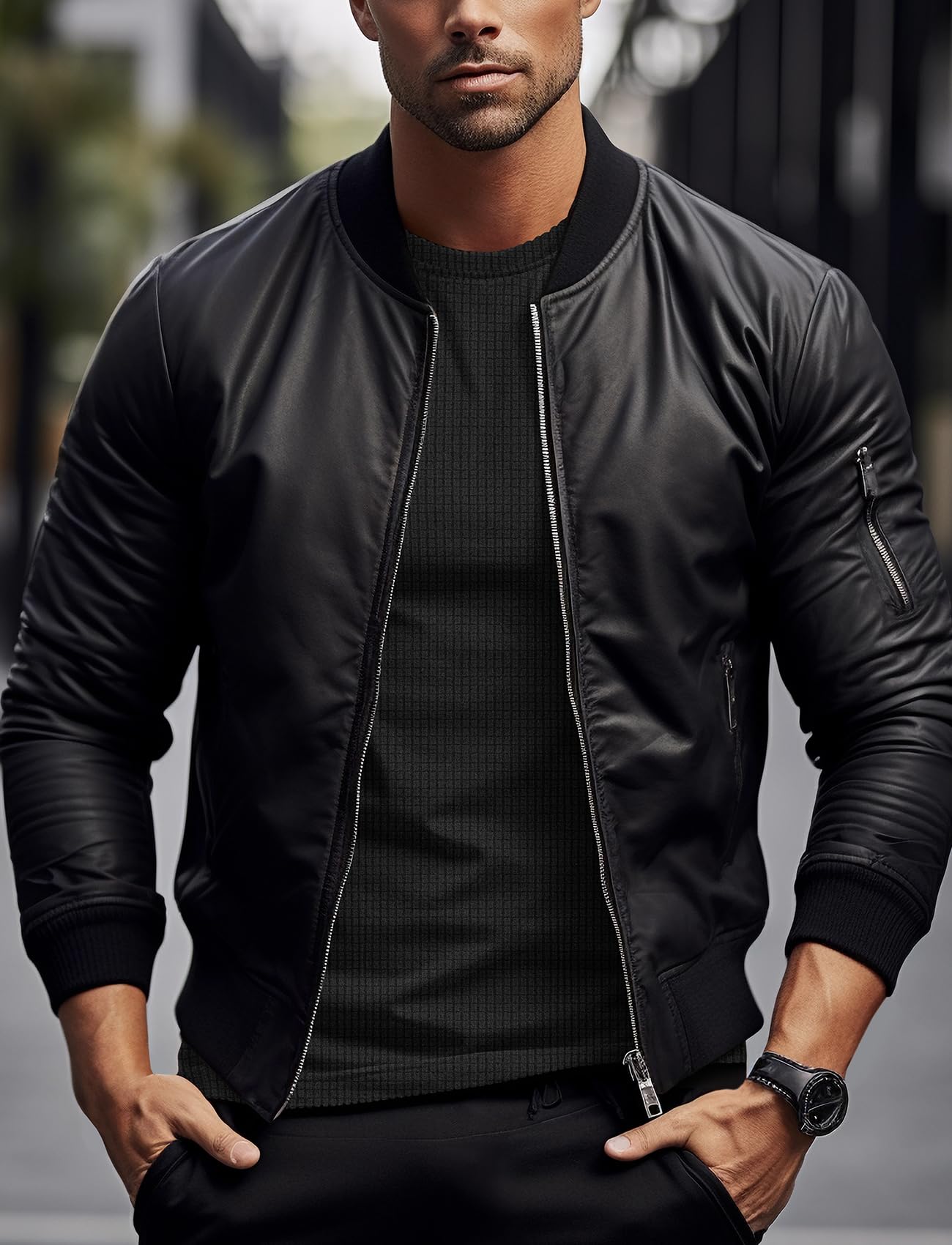 Long Sleeve Running Shirt Men Cold Weather(Black,L)