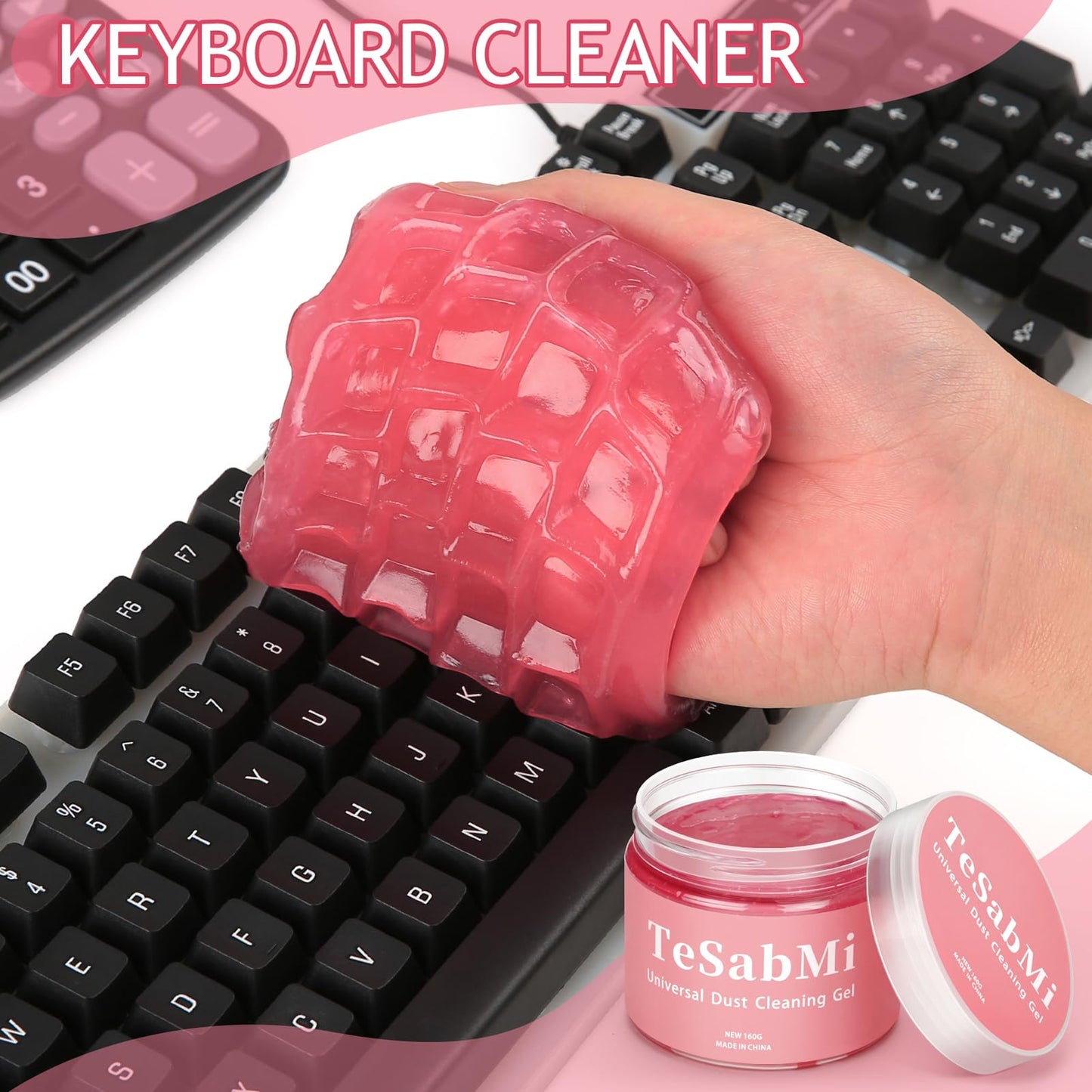 TeSabMi Car Cleaning Gel Car Cleaning Putty Car Putty Car Interior Cleaner Car Slime Car Detailing Kit Car Accessories Gifts for Men Women Stocking Stuffers Pink