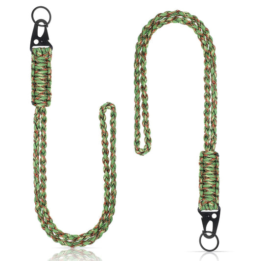 Frienda 2 Set Heavy Duty Paracord Lanyard Necklace Whistles Strap Braided 550 Keychain Lanyard for Outdoor Activities (Green, Brown)