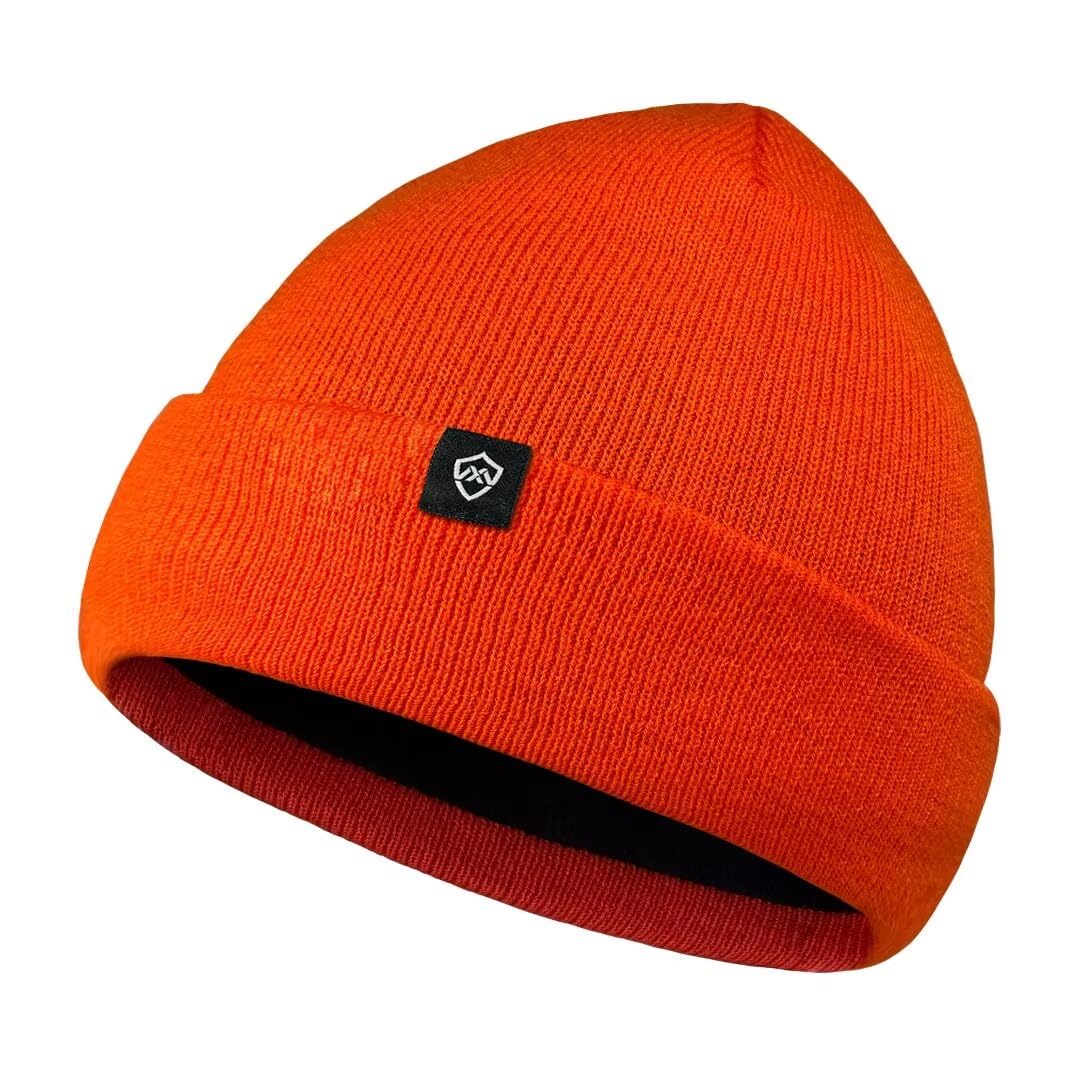 DexShell Waterproof Cuffed Beanie for Men and Women, Acrylic Outer for Winter Running Cold Weather Sports, Membrane Insulated Fleece Liner, Blaze Orange, One Size (56-58cm)