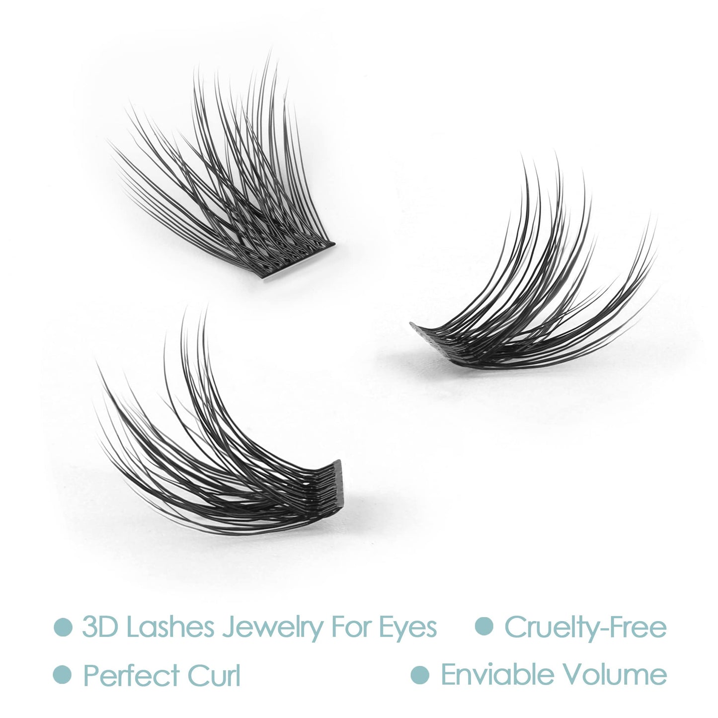 DIY Eyelash Extension, 3D Effect Glue Bonded Band Individual Lash 48 Clusters Volume Lashes Set, Home Eyelash Extension, C curl Lashes Pack 10MM-Volume-48 Clusters