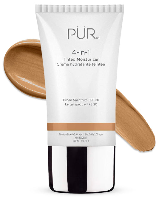 PUR Beauty 4-in-1 Tinted Moisturizer with SPF 20 - Hydrating Skin Tint Face Moisturizer, Primer & Foundation with Shea Butter, Aloe Vera & Vitamin B3 - Vegan Friendly, Paraben Free (Warm Nude)