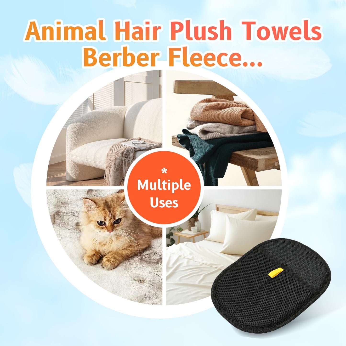 Cat Grooming Gloves, Pet Hair Removal Glove for Cats & Dogs, 2025 New Upgrade Efficient Grooming Gloves for Pet Hair, Reusable Pet Hair Glove