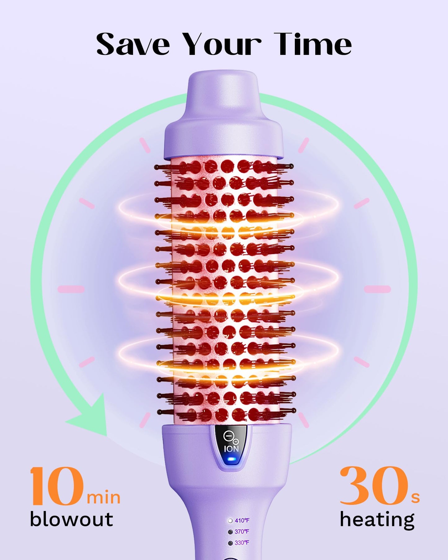 Wavytalk Updated Version Thermal Brush, Blowout Express 1.5 Inch Negative Ion Thermal Round Brush Creates Blowout Look, lonic Frizz Reduction Makes Hair Smoother (Lavender Purple)