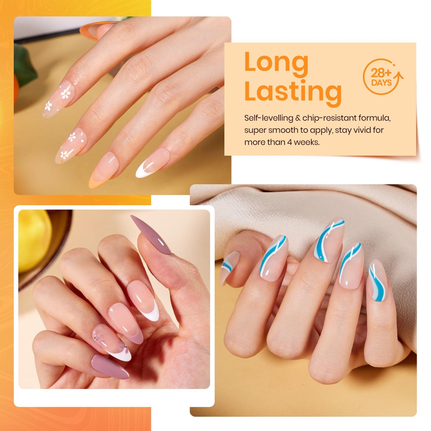 Beetles Fall Gel Nail Polish Set, Hotel California Collection Light Blue Orange Dusty Pink Gel Polish All Seasons Nail Art Manicure Kit Soak Off Uv LED Gel Gift for Girl Women