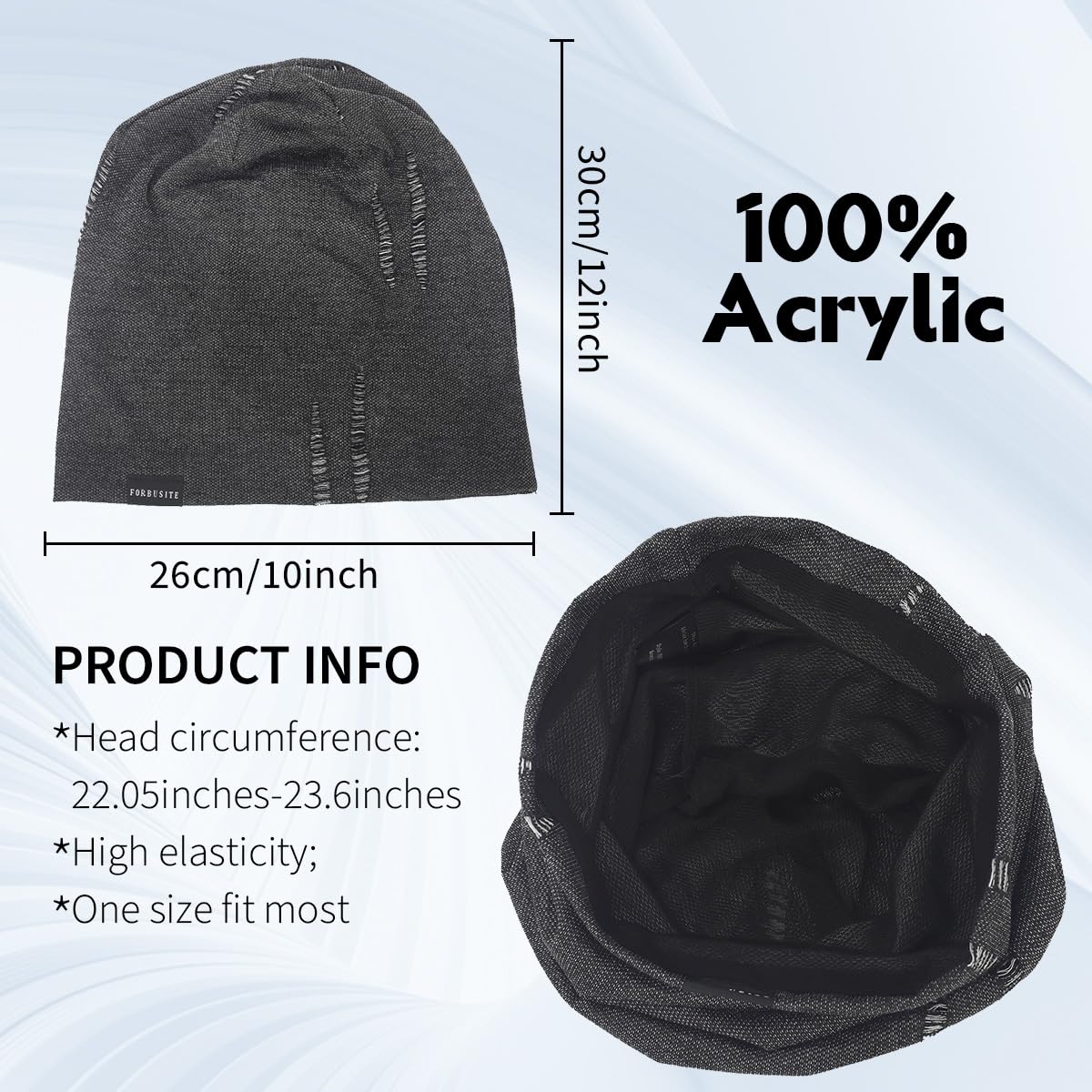 Ruphedy Men Summer Slouchy Beanie Long Baggy Thin Lightweight Skull Cap B011h (B402-Grey)