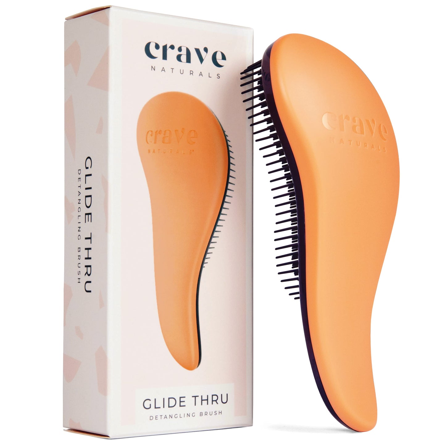 Crave Naturals Glide Thru Detangling Brush - Detangler Brush for Natural, Curly, Straight, Wet and Dry Hair for Adults and Kids - Hair Brush for Little Girls, Toddlers, Teens - 7.5 x 3 inches, Coral