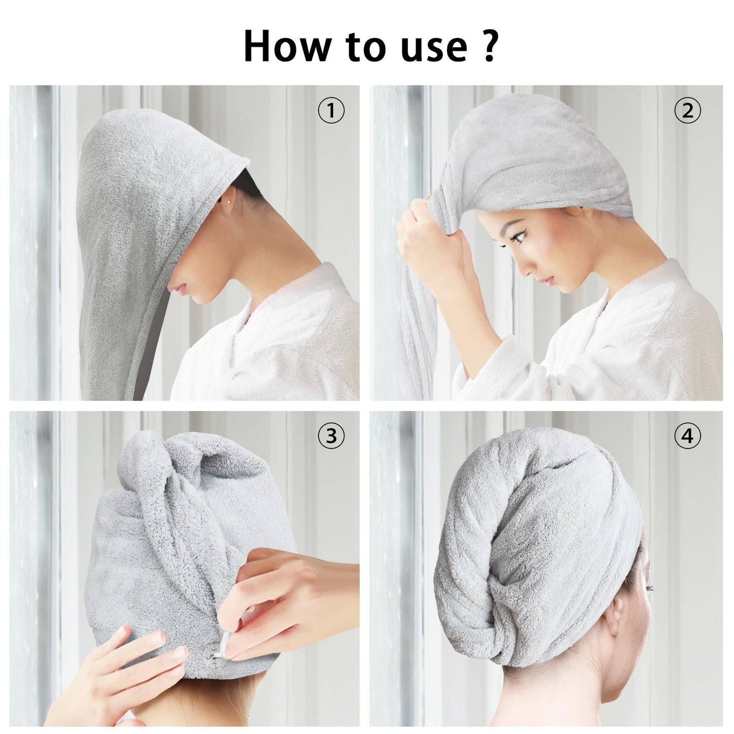 AGLIFEFY 2 Pack Microfiber Hair Towel Wrap for Women Super Absorbent Quick Dry Hair Turban for Drying Curly, Long & Thick Hair 10 inch X 26 inch Khaki+Khaki