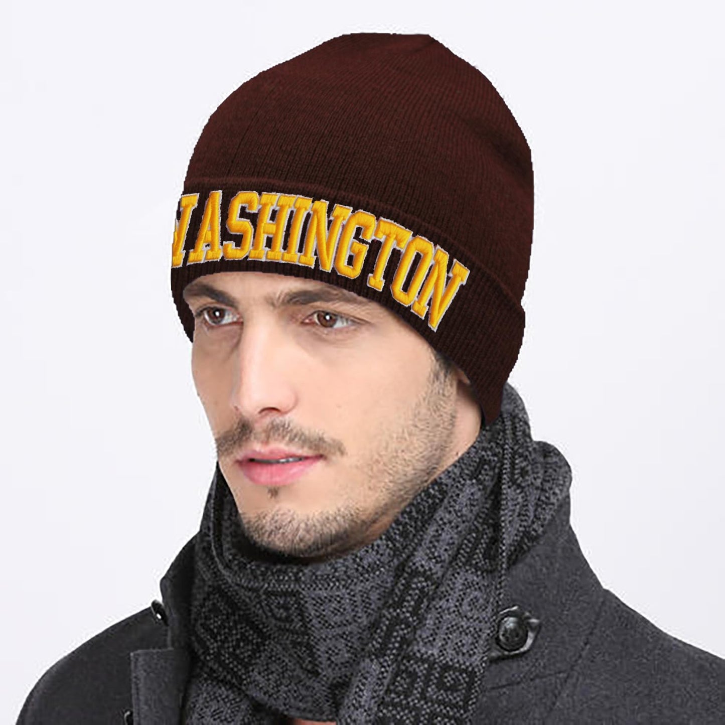 Washington Beanie Hat Classic Knit Beanie Hat for Women Men, Soft Stretch Cuffed Winter Thick Hats Skiing Beanies