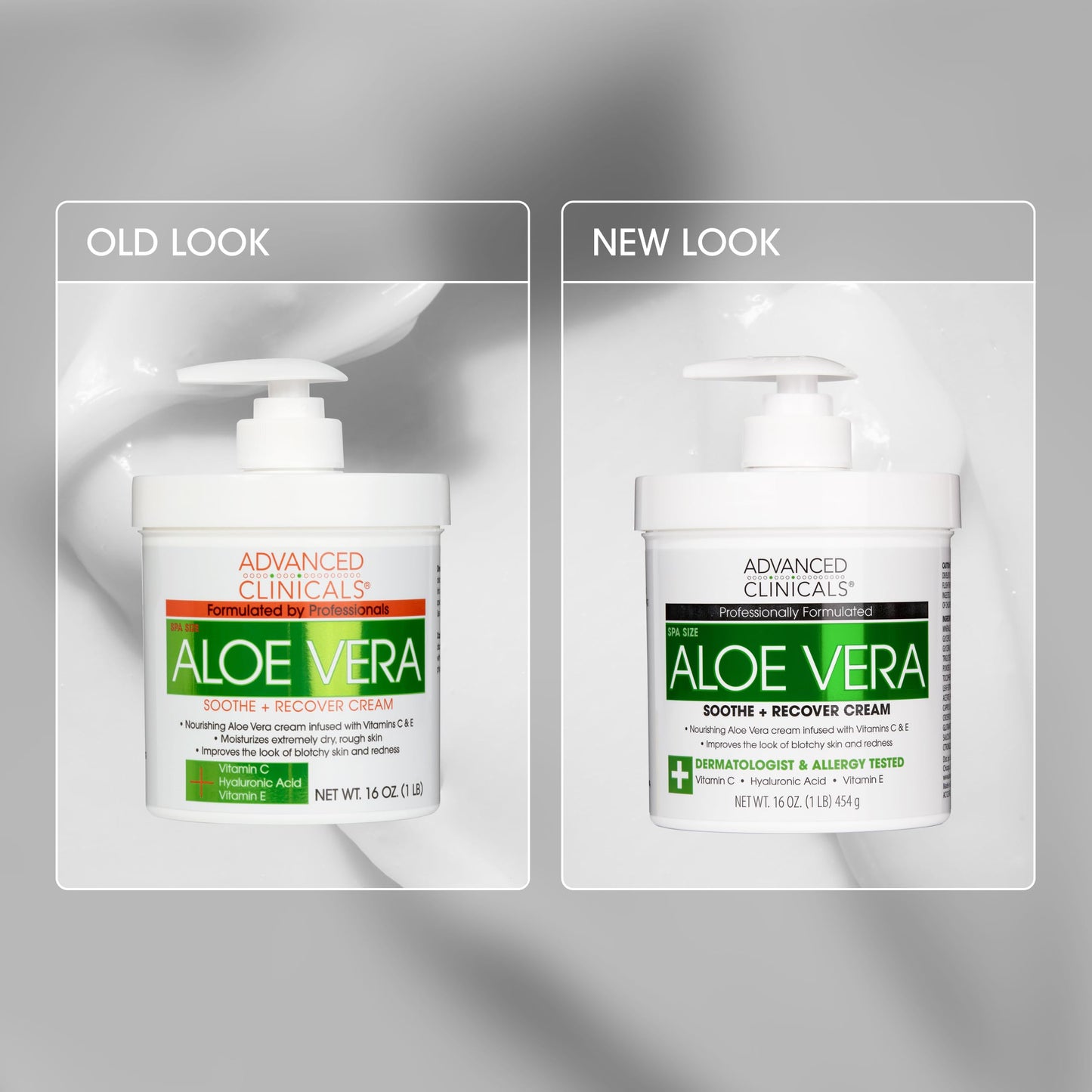Advanced Clinicals Aloe Vera Lotion Sun Burn Recovery Cream | After Sun Body Lotion W/Vitamin C + Hyaluronic Acid | Sun Damaged Skin Repair Moisturizing Cream | Skin Care Products, Large 16 Oz, 2PC
