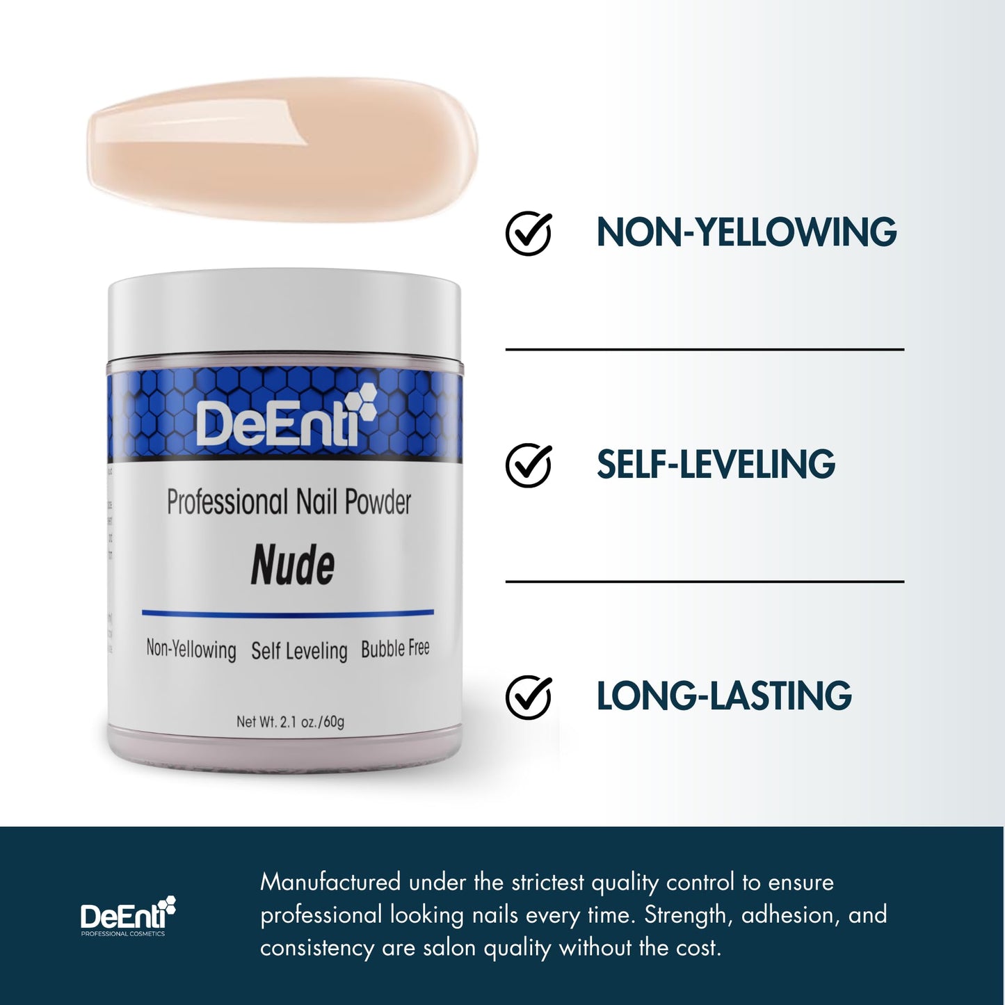 DeEnti Acrylic Nail Powder, 2oz Nude Acrylic Powder Dip for Nails, Long Lasting Salon Quality, Bubble Free Professional Manicures, Fake Nails, Carving & Extensions
