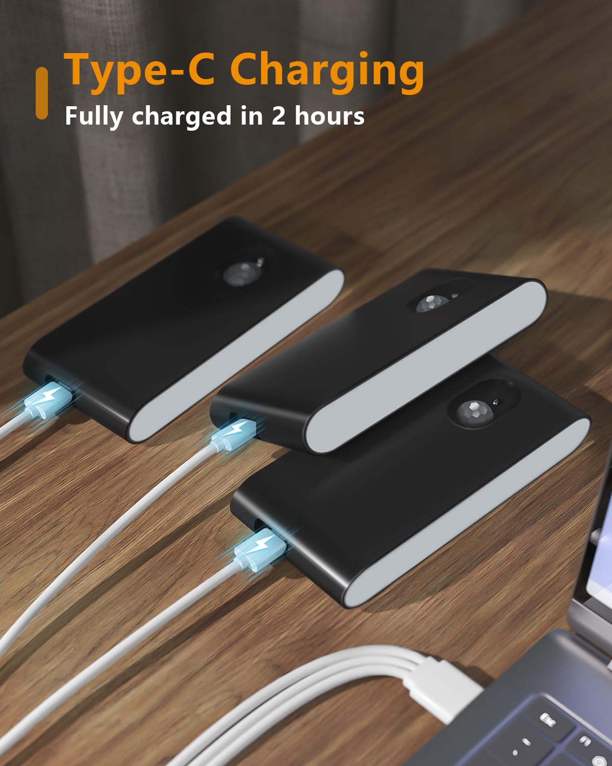 WILLED Rechargeable Night Light, Wireless Stair Lights Indoor, Warm White Motion Sensor Light Indoor, Stick-Anywhere, Battery Powered Night Light for Hallway, Stairway, Bathroom, Bedroom, 6 Pack