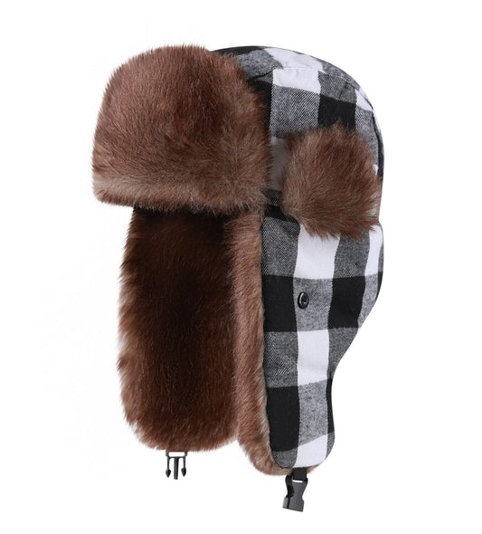 ASWER Warm Trapper Russian Trooper Hat Winter Skiing Cap Men Women Windproof White