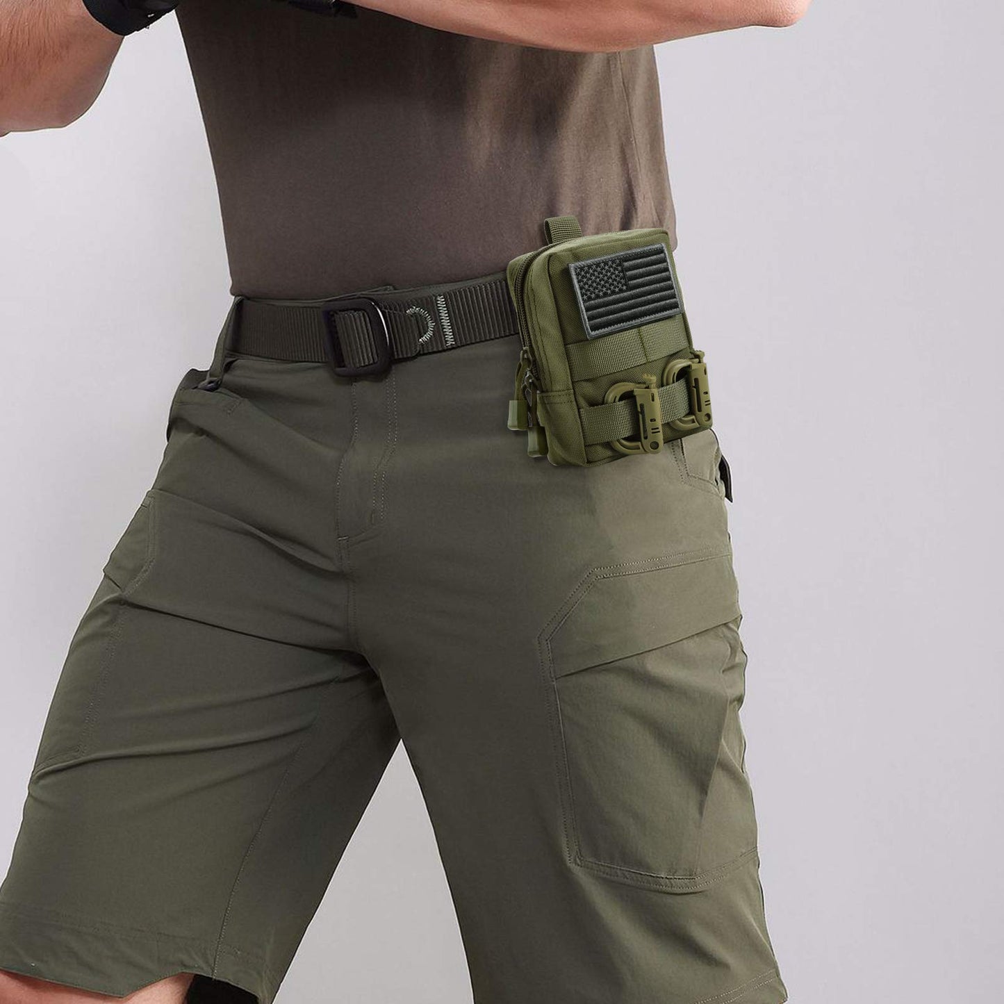 FRTKK 2 Pack Molle Pouches - Tactical Compact Water-Resistant EDC Pouch Small Utility Pouch Bags (Patch Included) (2 Pack-Army Green)