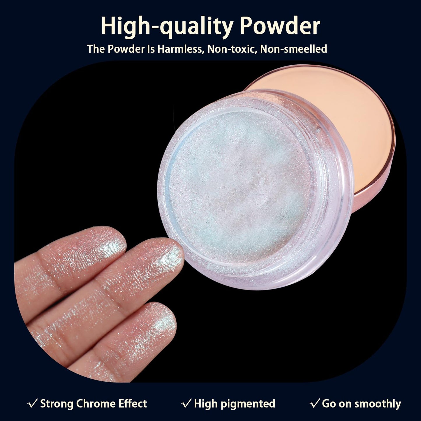 Allstarry Unicorn Chrome Nail Powder, Aurora Mermaid Iridescent White Pearl Nail Chrome Powder Pigment Glitter Fairy Dust for Nail Art, Manicure, Gel Nail Polish - Spring Moonlight