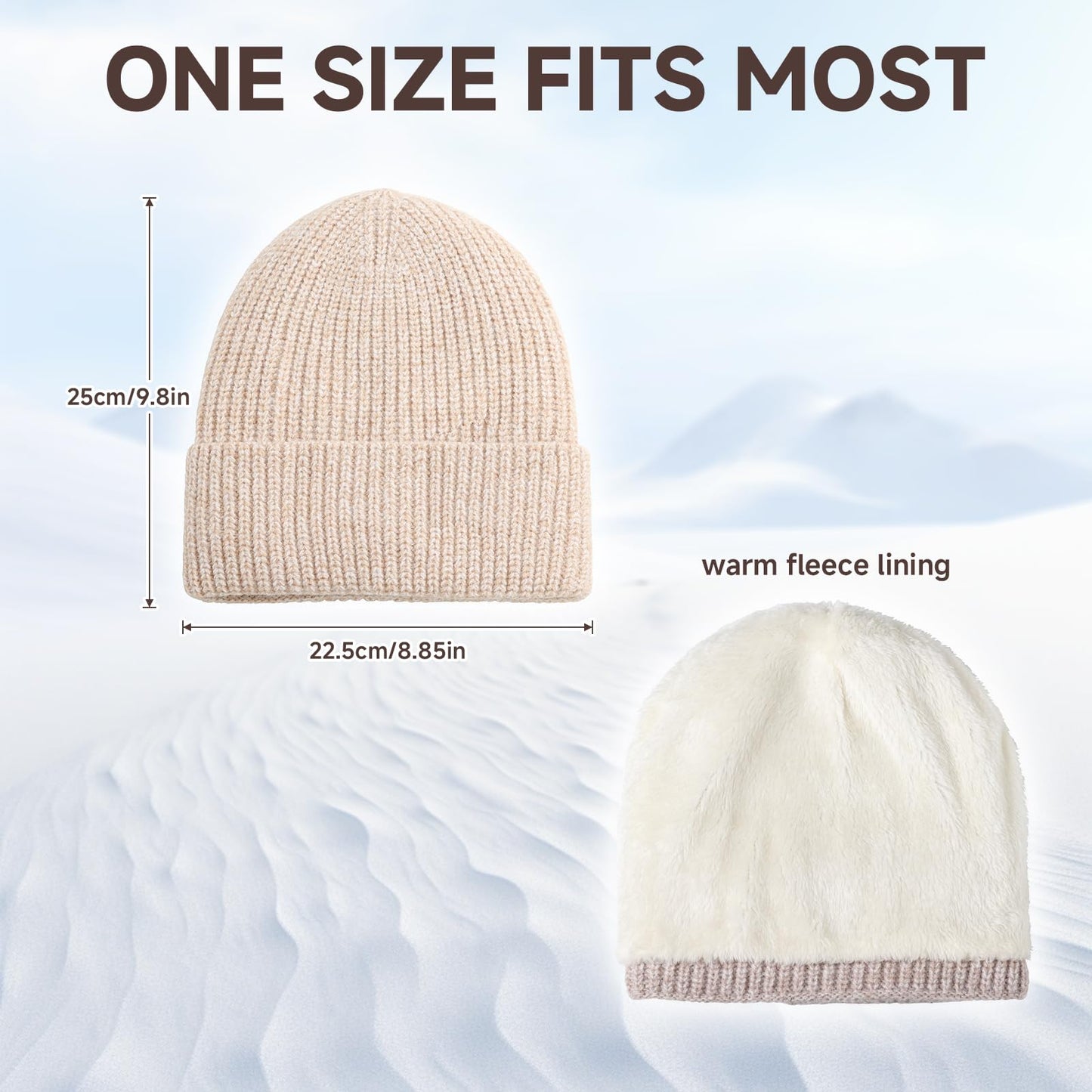 Winter Gloves Beanie Hat Set: Knit Fleece Lined Touch Screen Gloves Soft Skull Cap Set for Women for Outdoor Activities and Daily Use