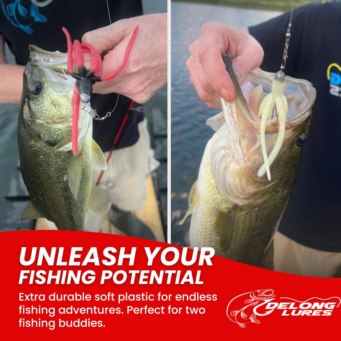 Delong Lures - The Squirm Fishing Lures - Ultimate Bass Fishing Kit, Weighted Fishing Jigs for Freshwater and Saltwater Fishing, Large Swimbait Fishing Lures - Made in USA (Green Pumpkin)