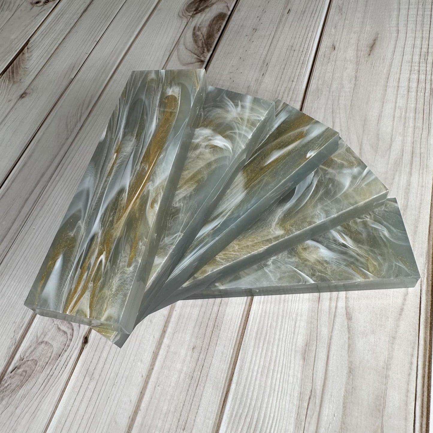 Uotowell Pre-Cut Epoxy Resin Scales Blanks for Decorative Inlays in Guitar Bodies, Necks, Engraved Knife Handle and Gun Grips - Stone Gray