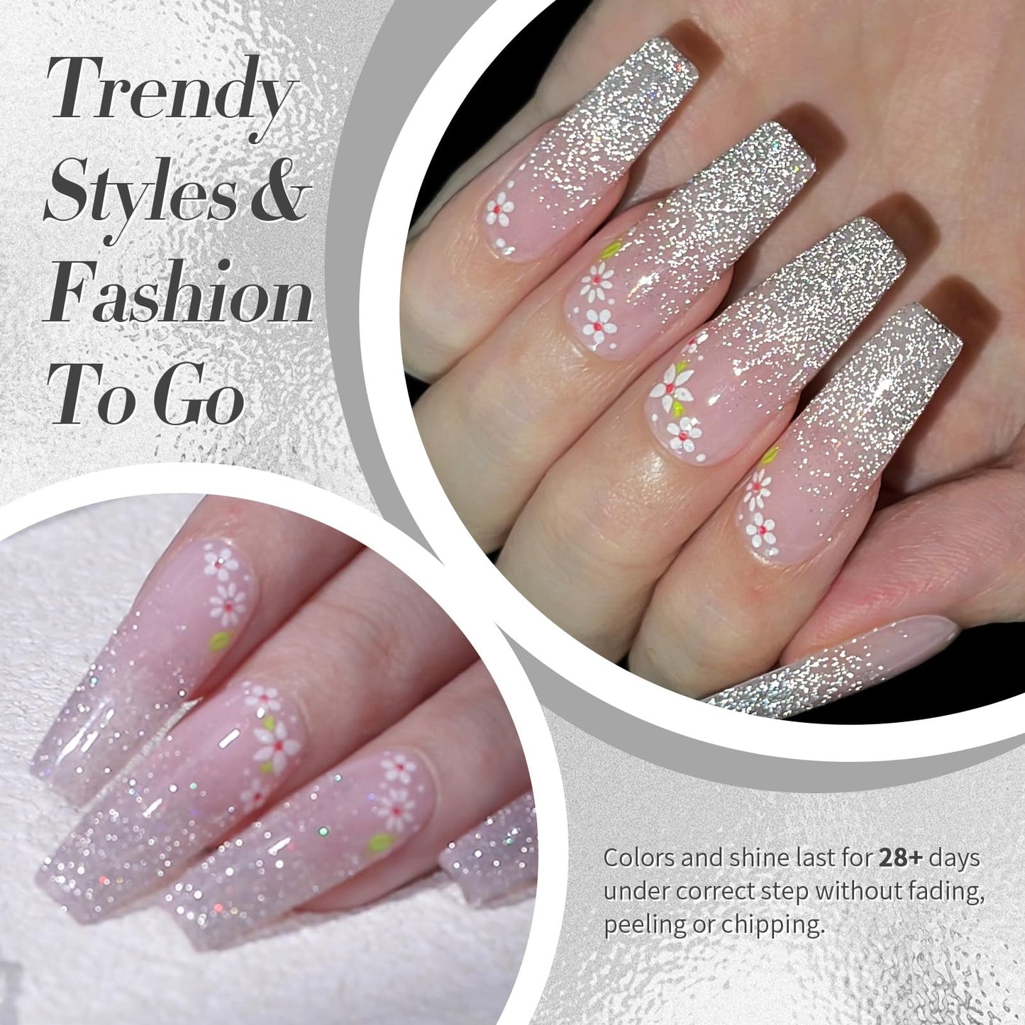 Born Pretty Silver Reflective Glitter Gel Nail Polish Christmas Holographic Transparent Glitter Gel Polish Sparkly Shiny Disco DJ LED Gel Nail Polish Nail Varnish 15ML