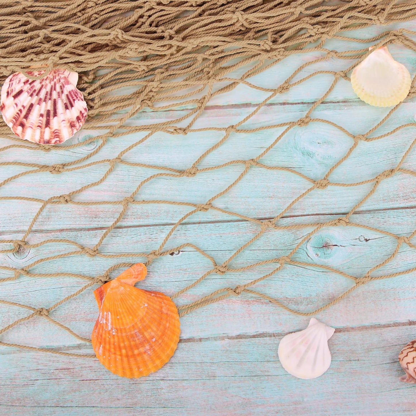 Decorative Fishing Net 80x40 Inch,YuanDe 2 Pack Large Caramel Picture Fish Net, Wall Photo Hanging Fishnet for Nautical Mermaid Pirate Ocean Themed Hawaii Beach Under The Sea Party Decorations