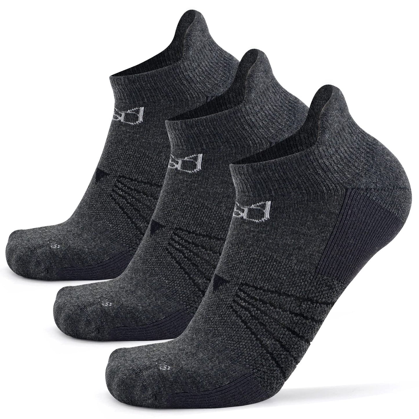 Socks Daze Womens Wool Workout Gym Athletic Socks Pack, Big Girls Boys Winter Ankle Thick Cushioned Long Distance Marathon Basketball Wool Socks, 3 Pairs Dark Grey, Medium