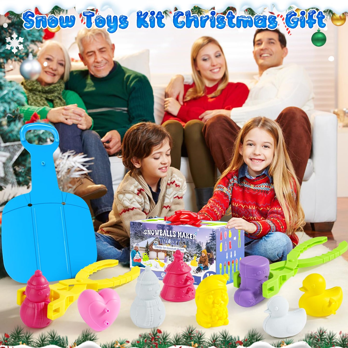 LQYoyz Snowball Maker Toy, 10 Pack Winter Snow Sled Outdoor Snow Ball Makers Toys Kit for Kids Removable Snow Clip Toys for Boys Girls Birthday Christmas Stocking Stuffers Gifts