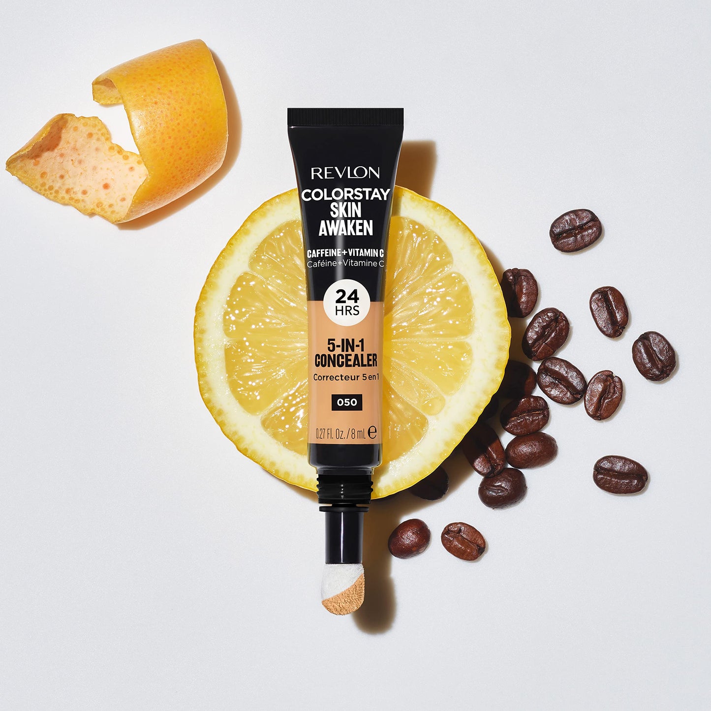 Revlon ColorStay Skin Awaken 5-in-1 Concealer, Lightweight, Creamy Longlasting Face Makeup with Caffeine & Vitamin C, For Imperfections, Dark Circles & Redness, 050 Medium Deep, 0.27 Fl Oz