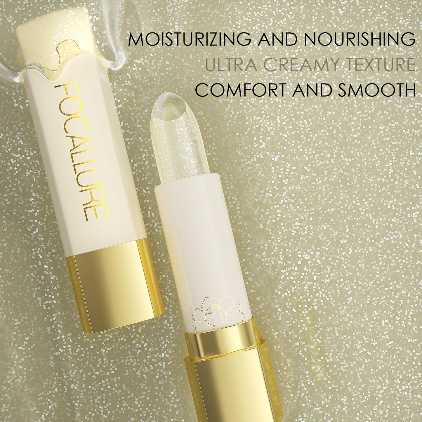 FOCALLURE Moisturizing Lipstick,Transparent Lip Balm,Hydrating Clear Lip Balm with Creamy Texture,Long Lasting Lip Stain,Rock Crystal Quartz