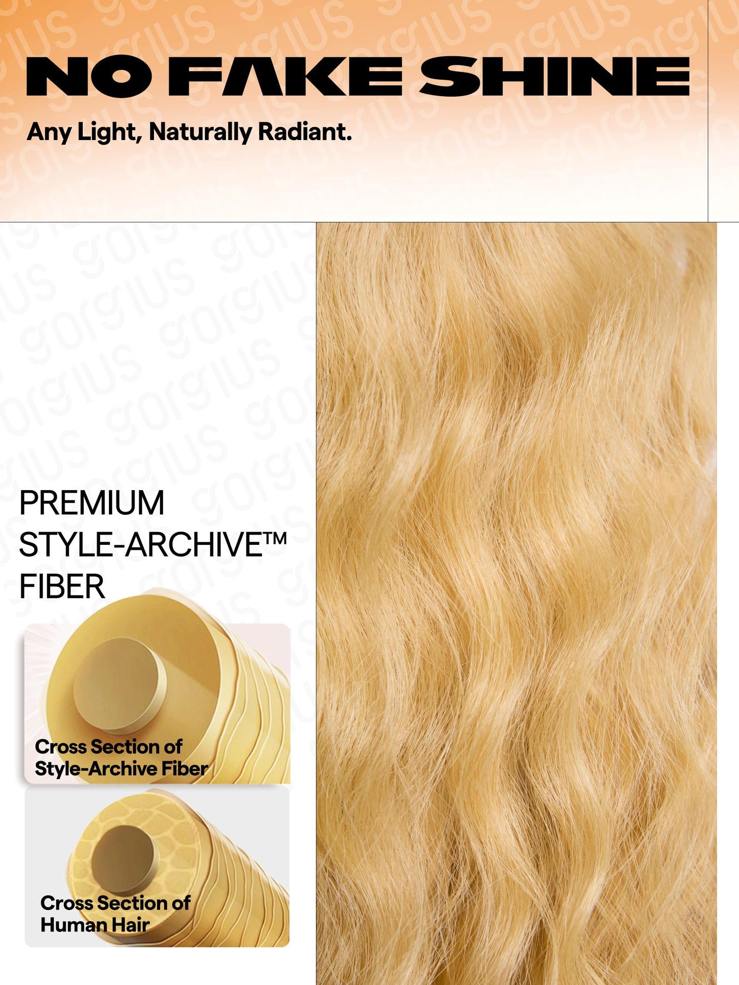GORGIUS Ombre Blonde Lace Front Wigs Glueless Ocean Wave Long Wig Upgraded with Premium Synthetic Fiber Pre Cut Pre Plucked Natural Hairline