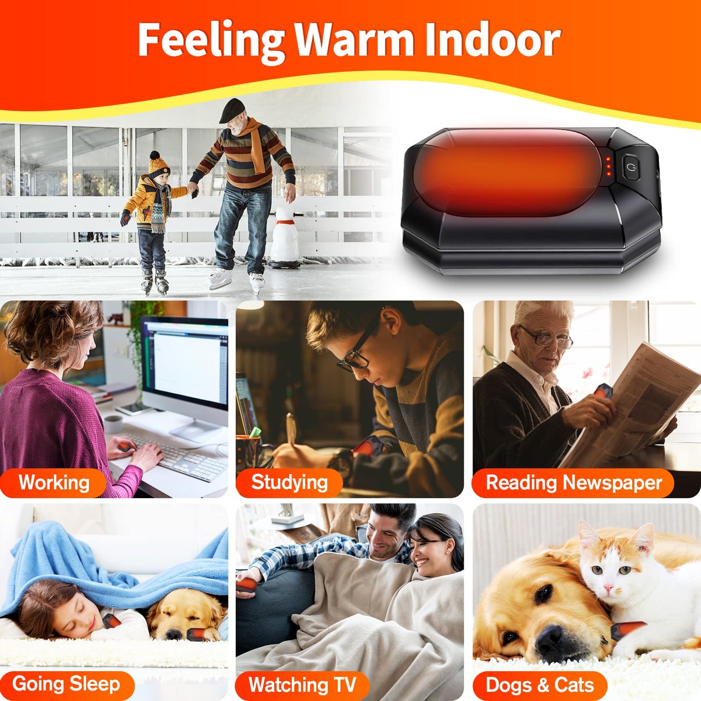 2-Pack Hand Warmers Rechargeable,Portable Electric Hand Warmers Reusable,USB 2 in 1 Handwarmers,Outdoor/Indoor/Working/Studying/Camping/Hunting/Golf/Pain Relief/Games/Warm Gifts for Men Women Kids