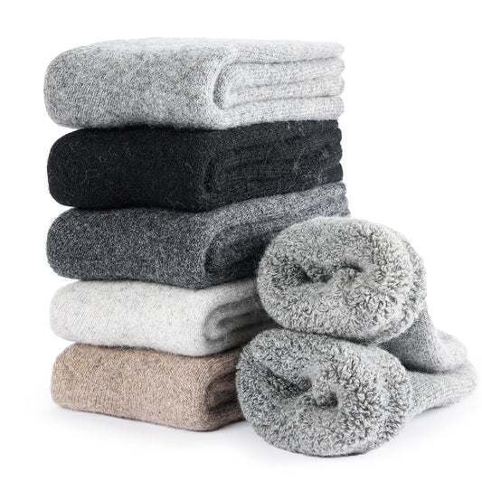 DOINUO Wool Socks for Women, 5 Pairs Thermal Thick Warm Winter Hiking Walking Cozy Crew Boot Gifts Socks