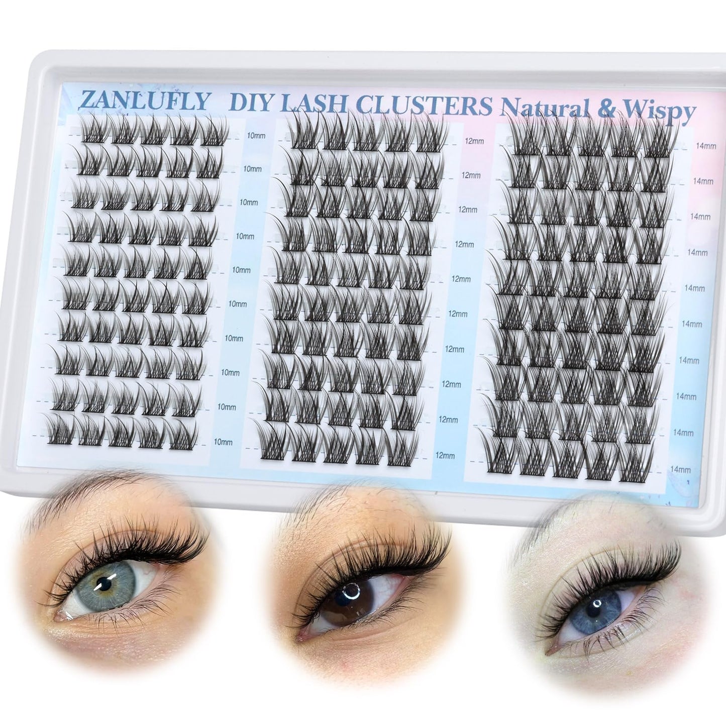 Lash Clusters Wispy Eyelash Clusters Natural C Curl Cluster Lashes zanlufly Wispy Individual Lashes 150Pcs Eyelash Extension 10 12 14MM DIY Lash Extensional Lash Clusters