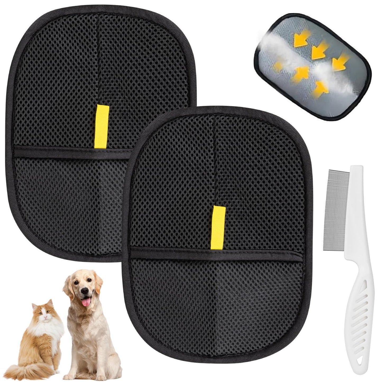 WAZNFYV 3Pcs Pet Hair Removal Glove, 2025 New Upgrade Electrostatic Gloves Pet Hair Reusable for Cats Dogs & Pets