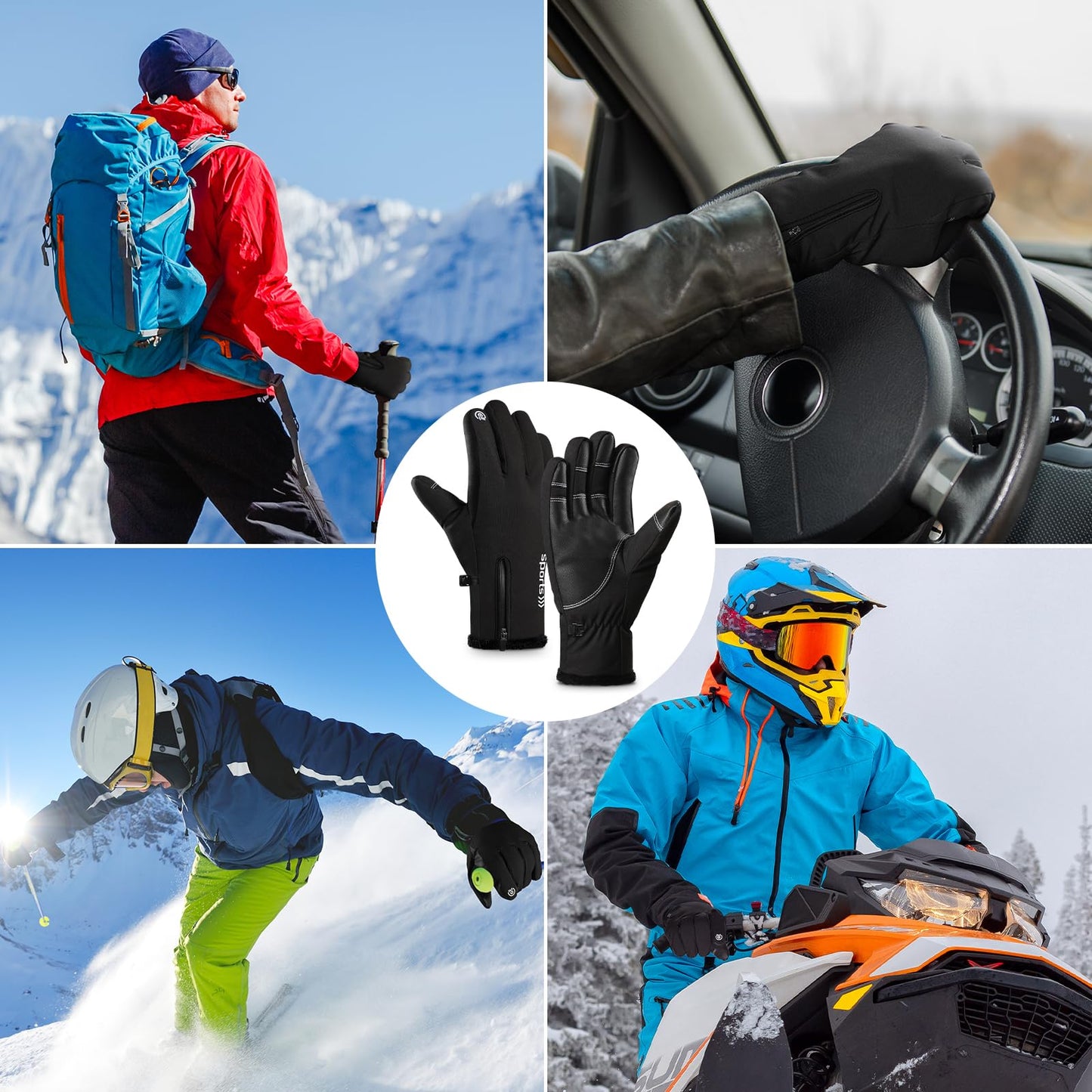 Trifabricy Ski Gloves - Waterproof Insulated Winter Gloves for Men and Women, Upgraded Touchscreen Snow Gloves for Cold Weather, Multi-Layer Warm Gloves for Skiing Snowbarding Driving - L