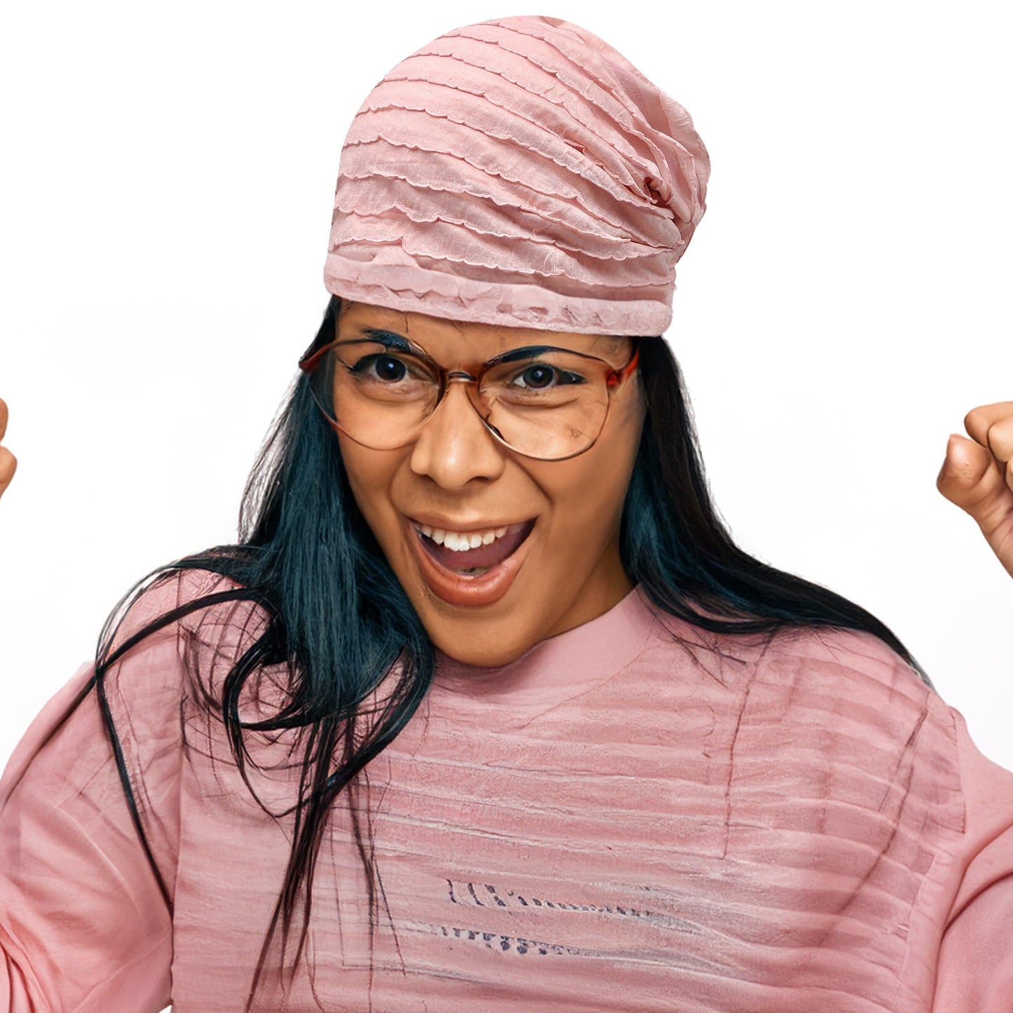 Kayier Women's Baggy Casual Chemo Beanie Cap (2 Pack - Pink & Grey)