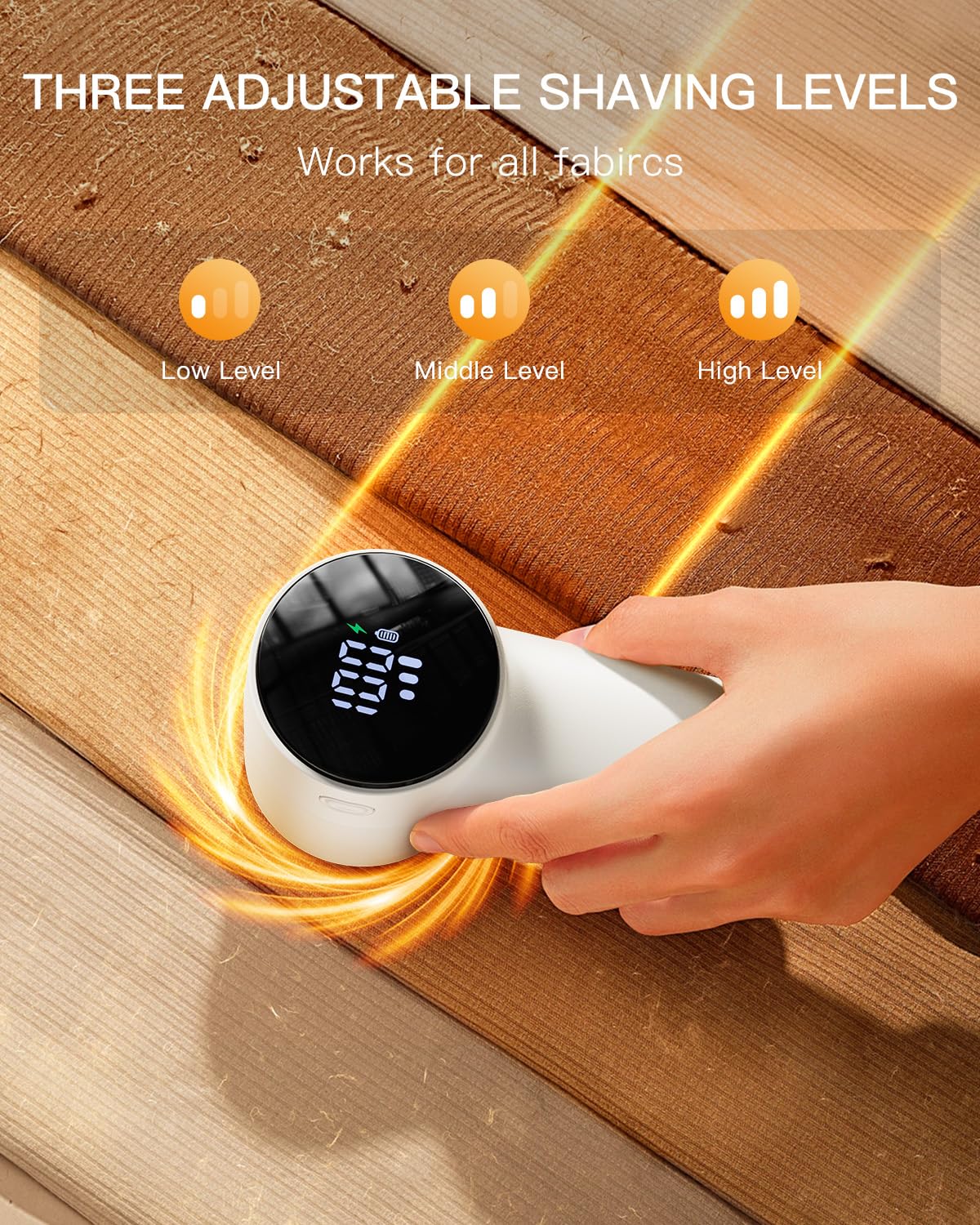 Rechargeable Fabric Shaver antime Electric Lint Remover Lint Shaver with Digital Display, Sweater Shaver with 6-Leaf Blades, 3 Speeds Defuzzer for Removing Fuzz from Clothes, Furniture, Blanket