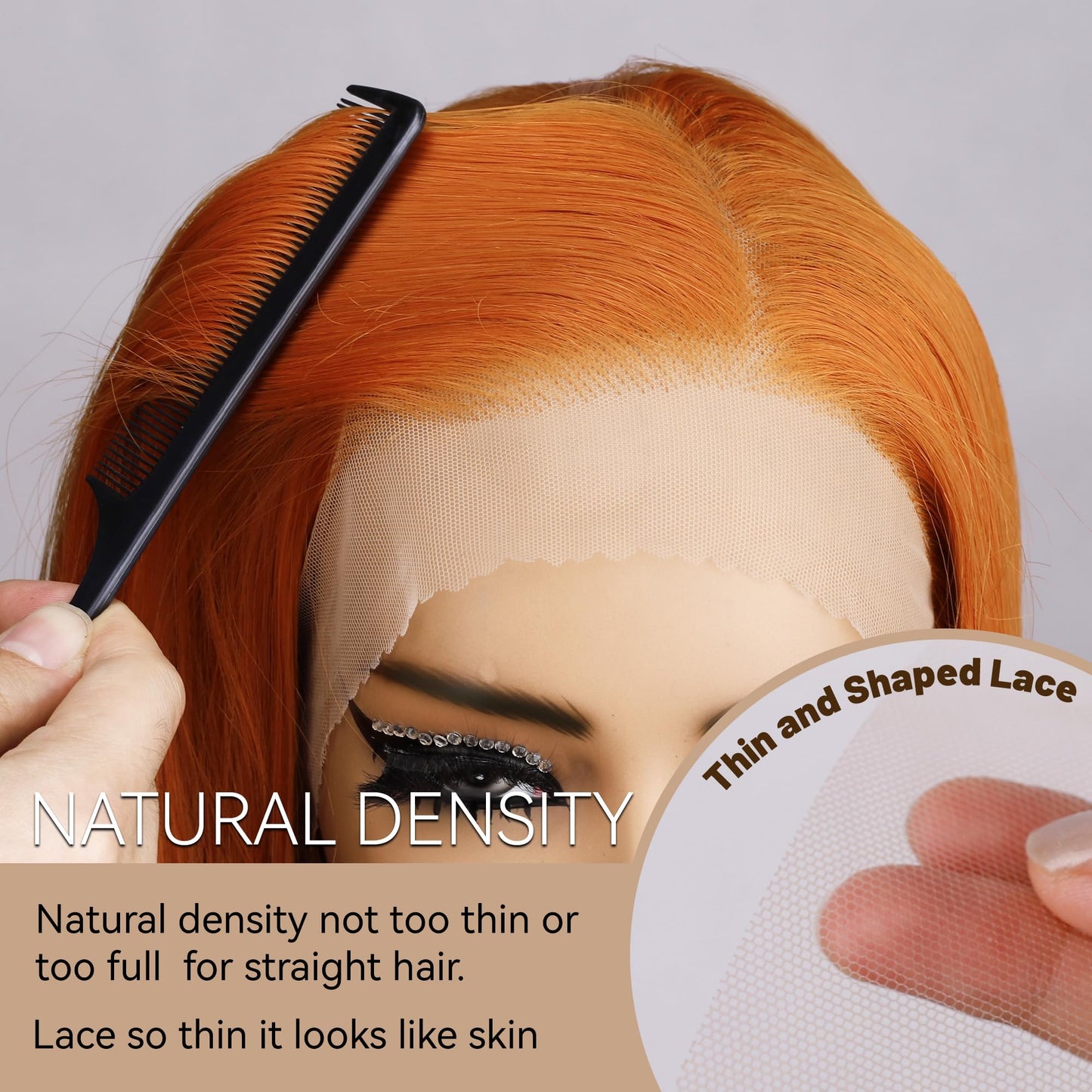 BLL Ginger Wig, Lace Front Wigs Pre-Plucked 13x4 Synthetic HD Lace Front Wigs Long Straight Glueless Ready to Wear Orange Wig For Black Women 26inch