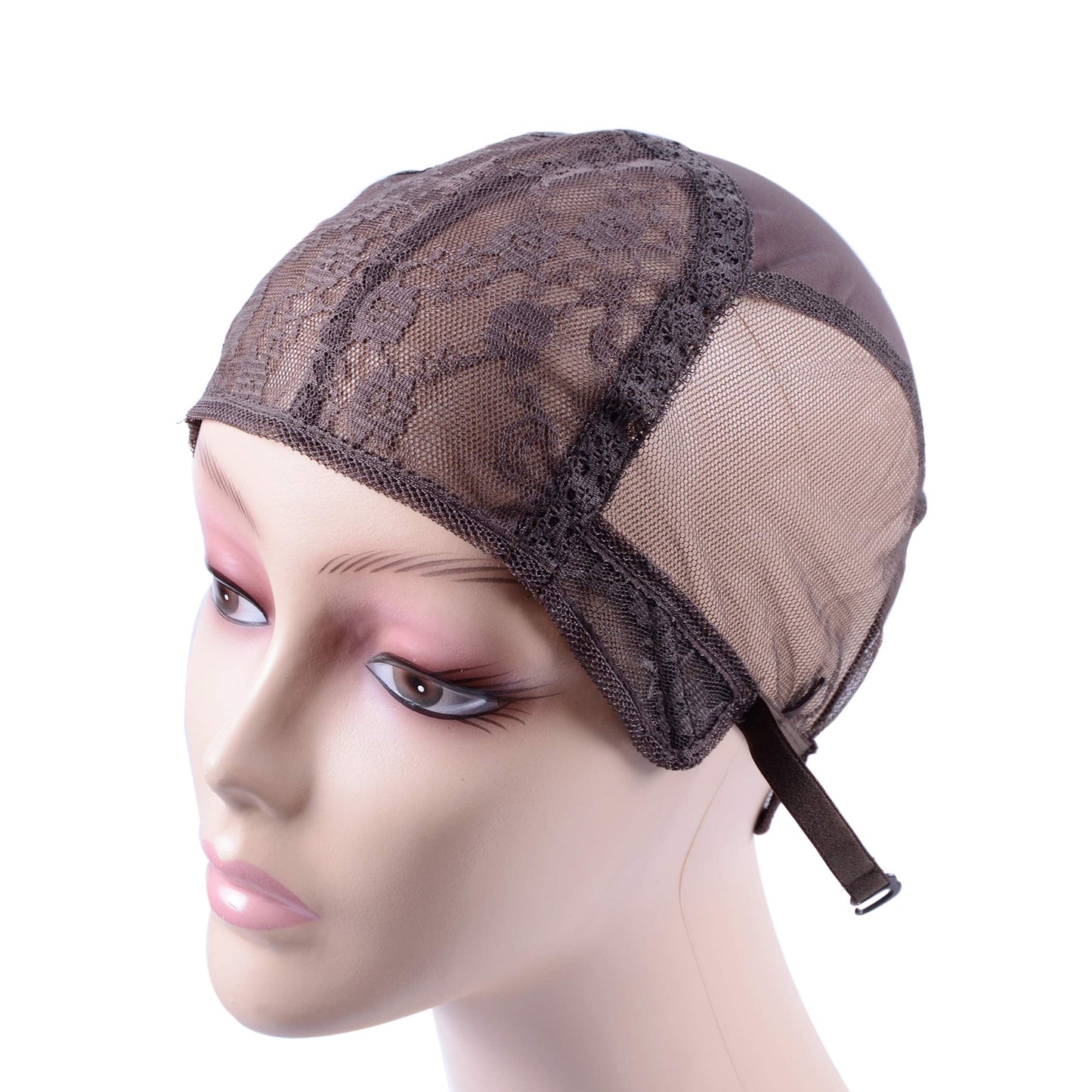 YANTAISIYU Wig Making Caps Double Lace Wig Caps For Making Wigs Adjustable Wig Cap Weave Caps for Making Wigs Hairnets (Dark Brown S)