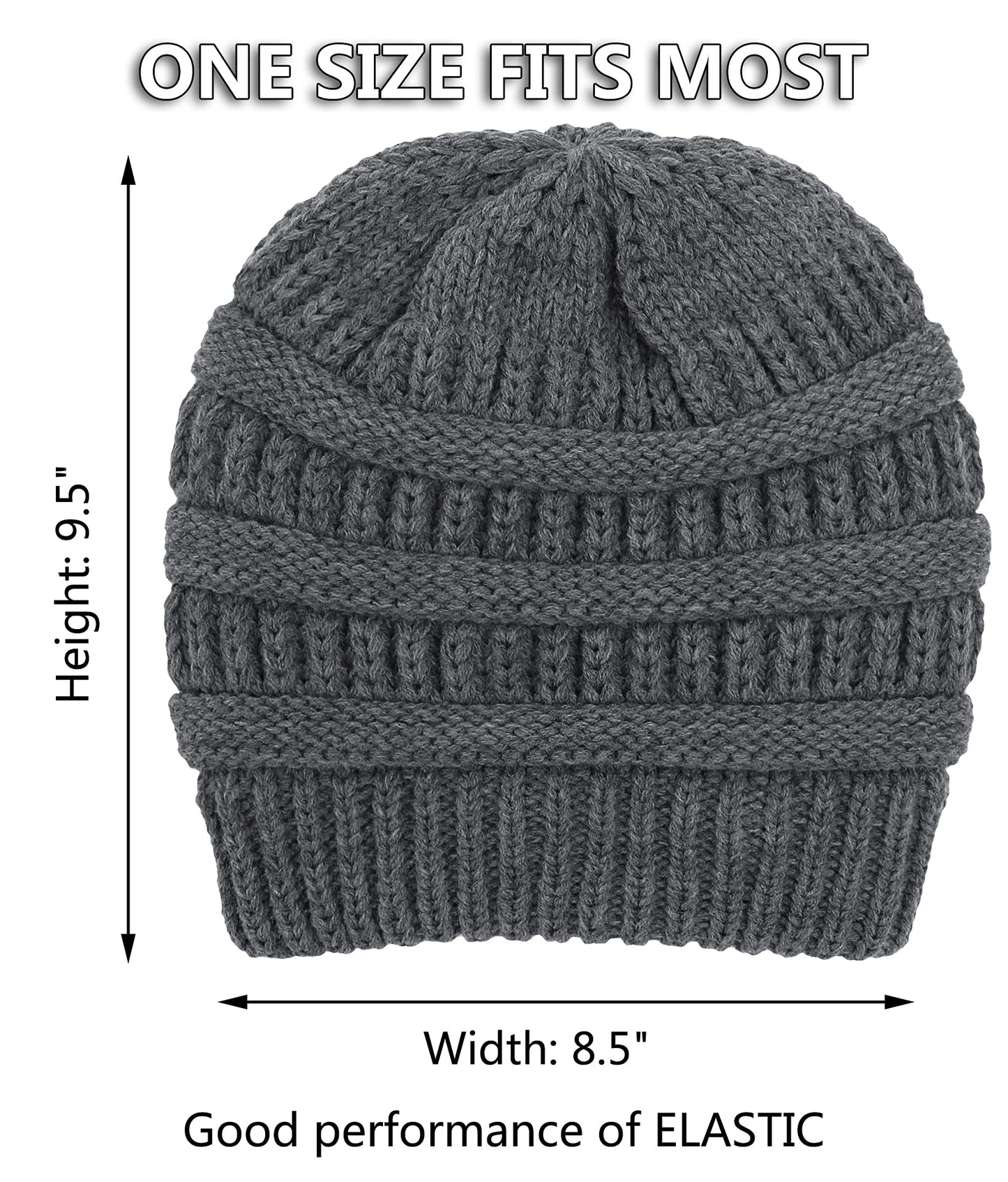 Muryobao Womens Winter Warm Knitted Hat Satin Silk Lined Cable Knit Beanie Chunky Slouchy Skull Cap Dark Grey