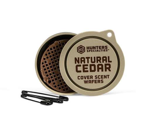 Hunters Specialties Long Lasting Cover Scent Wafers for Hunting - 3 Wafers Per Pack, 3 Safety Pins Included, Natural Cedar