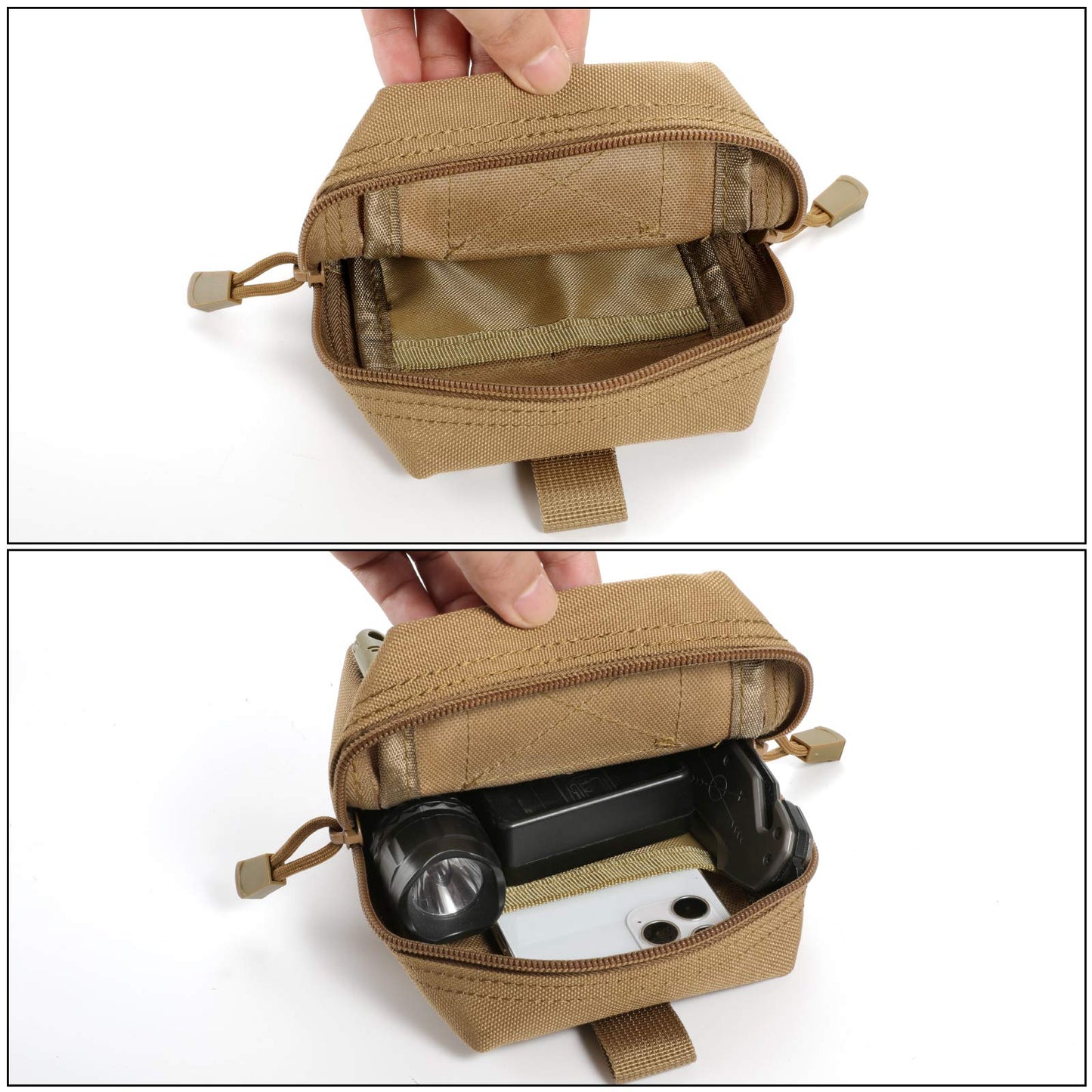 FRTKK 2 Pack Molle Pouches - Tactical Compact Water-Resistant EDC Pouch Small Utility Pouch Bags (Patch Included) (2 Pack-ACU)