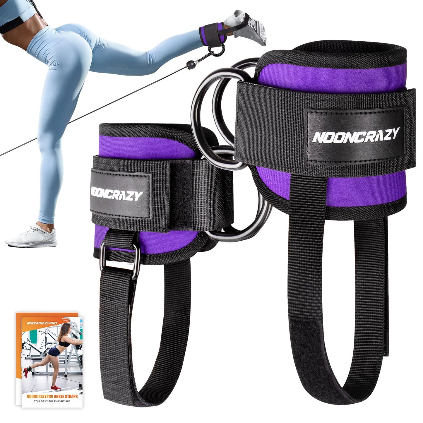 Ankle Strap for Cable Machine Women, Adjustable Gym Cable Ankle Straps for Kickbacks, Glute Workouts, Leg Extensions, Curls, Booty Hip Abductors, Ankle Cuff for Cable Machine Accessories(Purple)