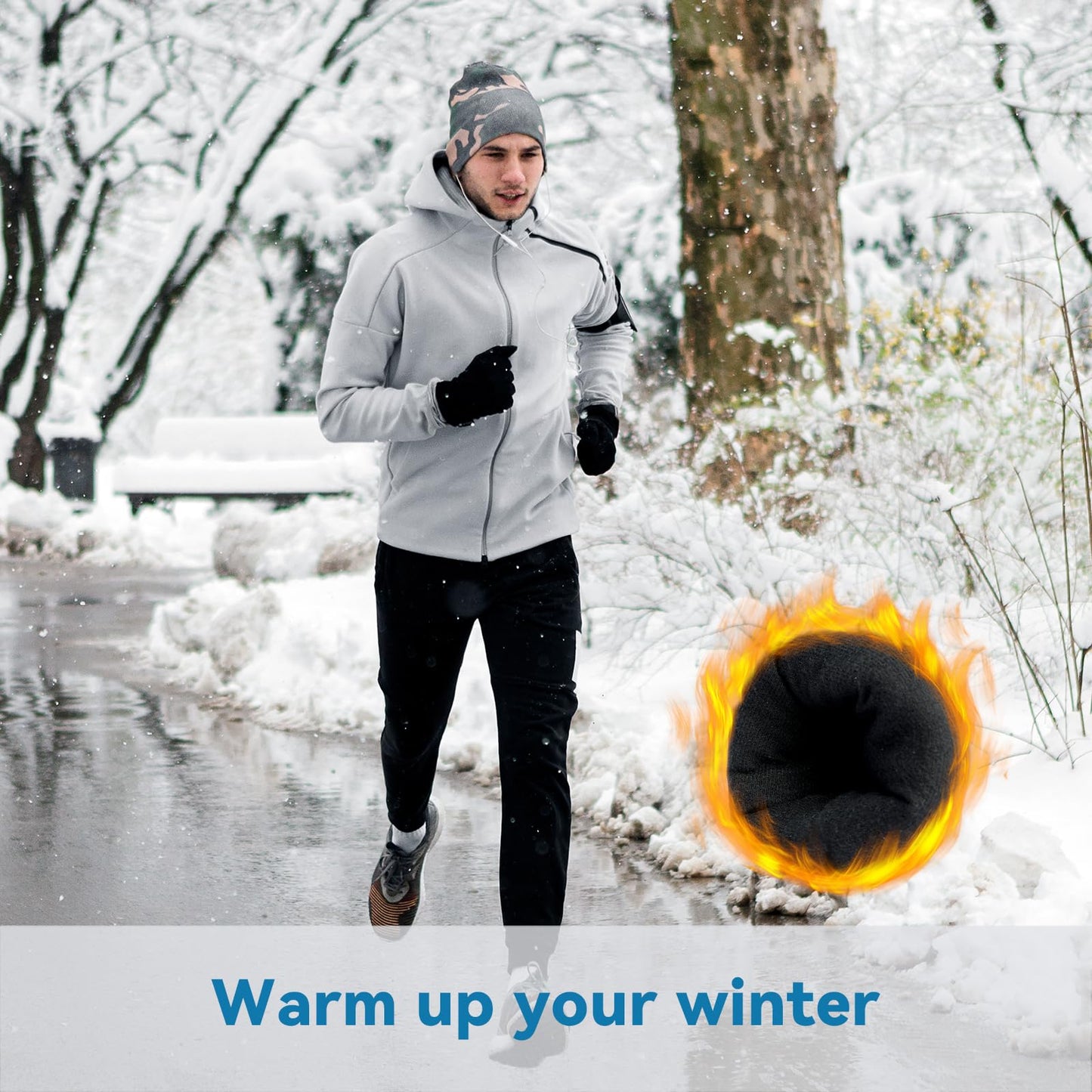 Glofit Winter Gloves PU Leather Palm Warm Windproof Water-Resistant Men Women - Thermal Gloves Cold Weather for Motorcycle Cycling Skiing Running Outdoor Working