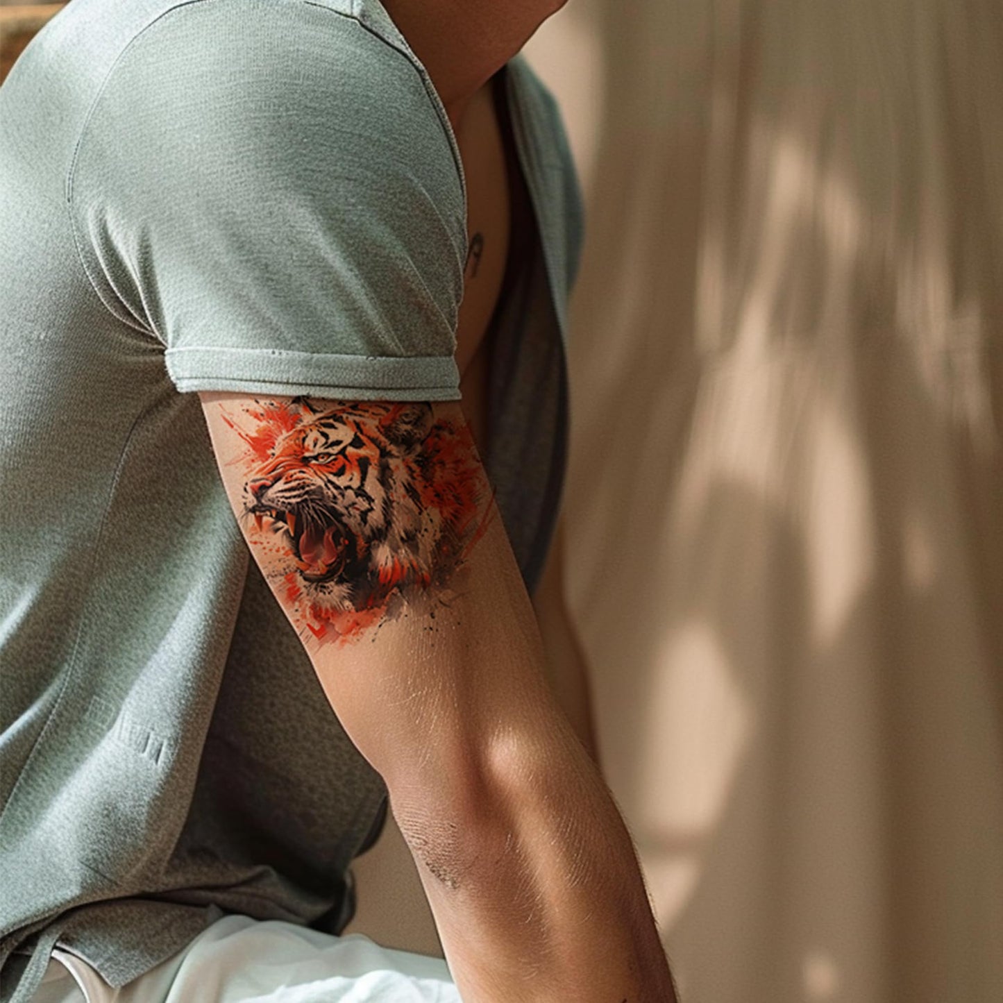 Everjoy 25 Sheets Tough Beast Temporary Tattoo Stickers, 12 Sheets Large Arm Watercolor Animals Fake Tattoos, 13 Pcs Small Animals Tattoo Stickers For Men and Women